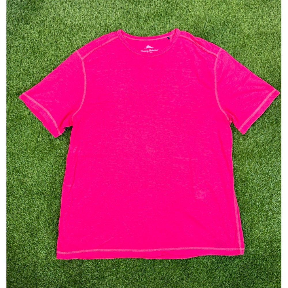 Tommy Bahama Mens XL Solid Pink Knit Crew Neck Short Sleeve T-Shirt Regular